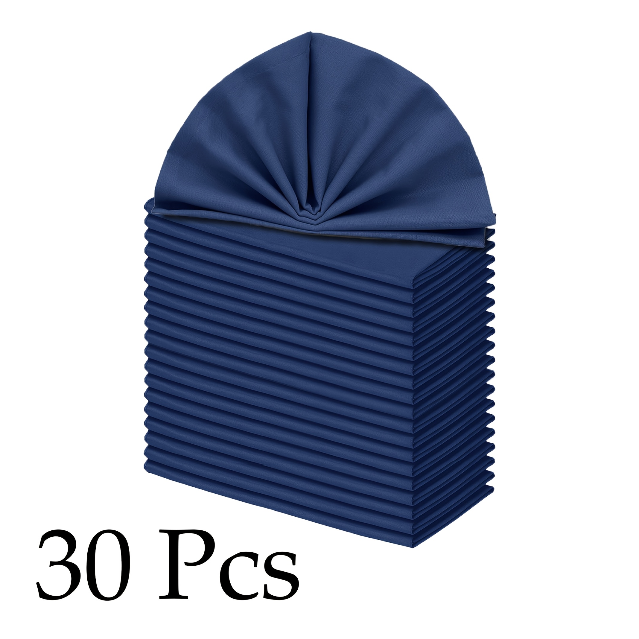 TEMU 30pcs Navy Polyester Napkins In Bulk, Set Of 12x12/14x14/17x17 Inches (30x30/36x36/43x43cm), Durable Reusable And Washable, Great For Father's