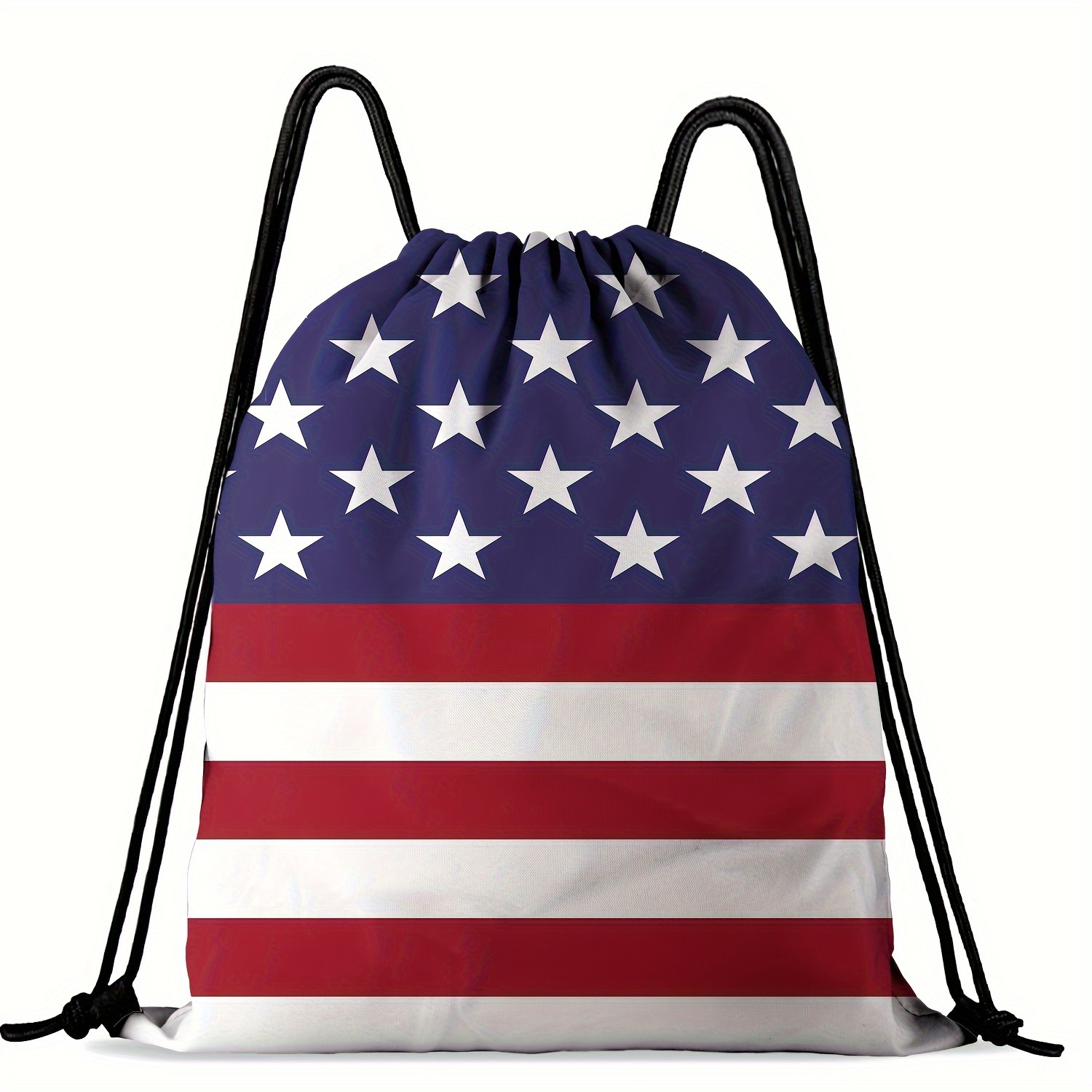 

American Flag Drawstring Bag, Large Capacity Polyester Gym Sack With Adjustable Straps, Foldable & Quick-dry, Multipurpose Casual Backpack For Various Occasions