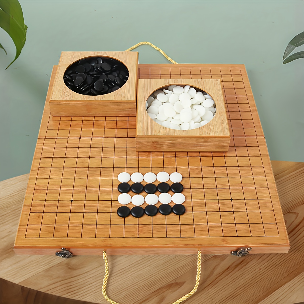 

19 X19 Folding Go Game Set Board With And Bamboo Bowls And Imitation Go Pieces - Classic Board Game ()