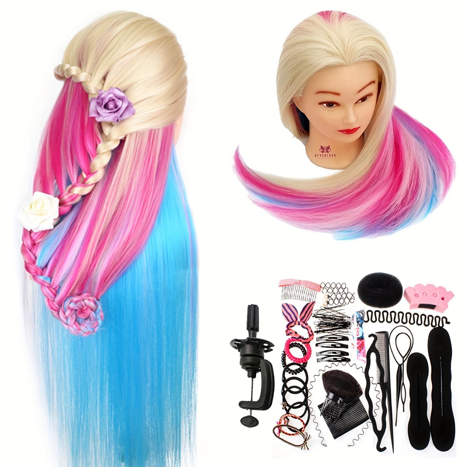 Image of Neverland Beauty 26 Inch 66cm Professional Mannequin With Long Gradient-coloured Hair, Complete With A Range Of Additions And Training Tools, Suitable For And Daily Skills Practice