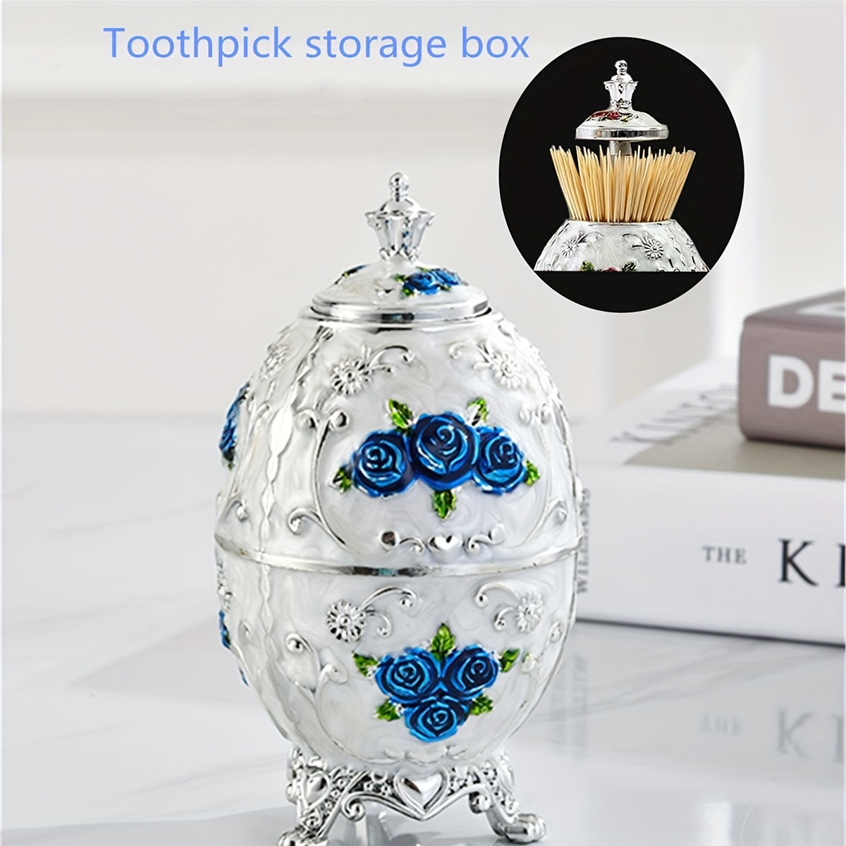 

Elegant European Style Toothpick Storage Box With Press Button - Perfect For Indoor Decorations And Festive Occasions