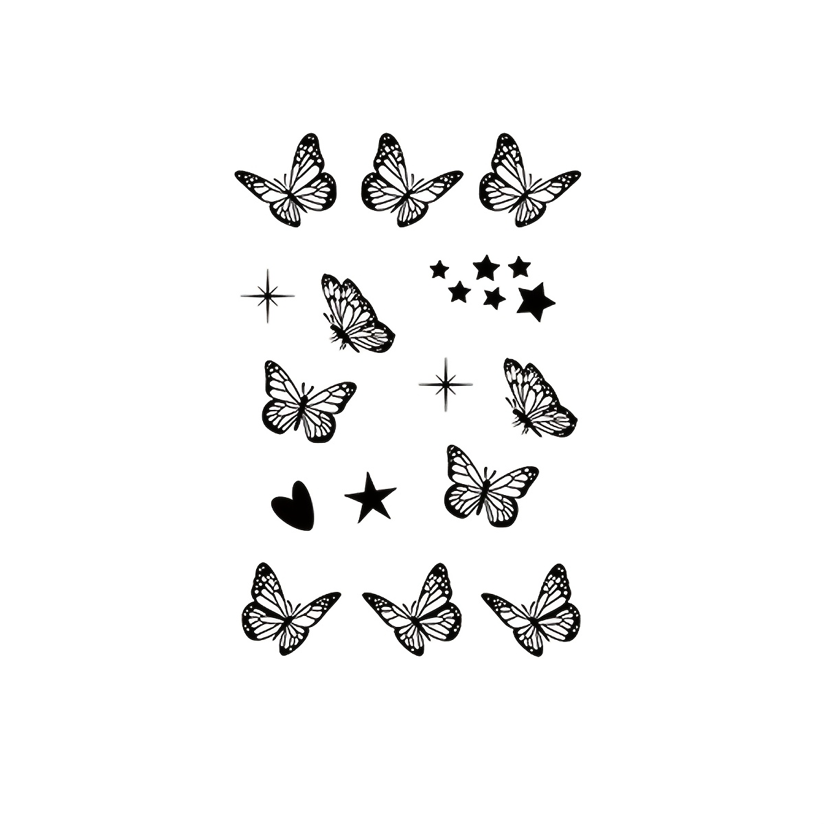 Starttoos Semi-permanent Herbal Tattoo Stickers - , Star, Heart & Gem Designs, Waterproof, Non-reflective, Lasts 7-14 Days, Perfect For Fingers, Ears, Shoulders, Neck & Clavicle, 1 Sheet