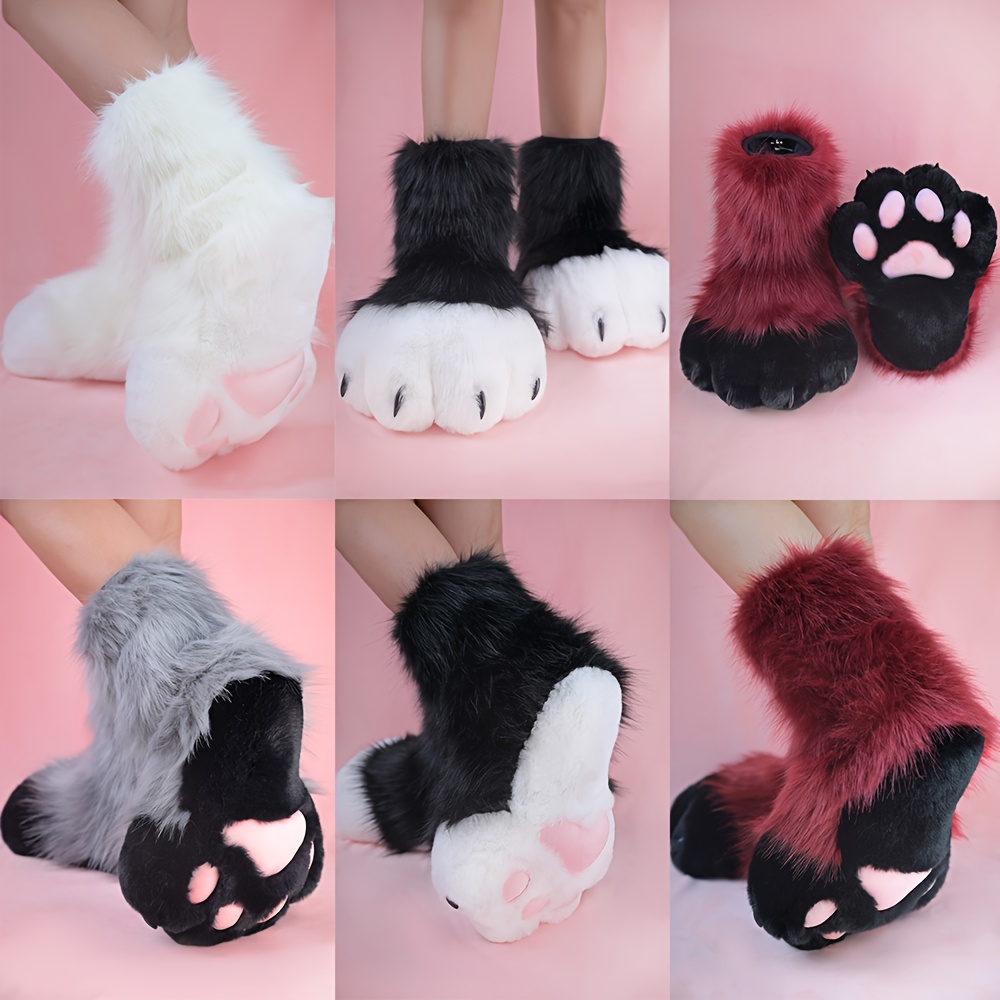 thumbnail image 2 of Faux Fur Fox Paws Mittens For Halloween Cosplay Costume Plush 2 of 14