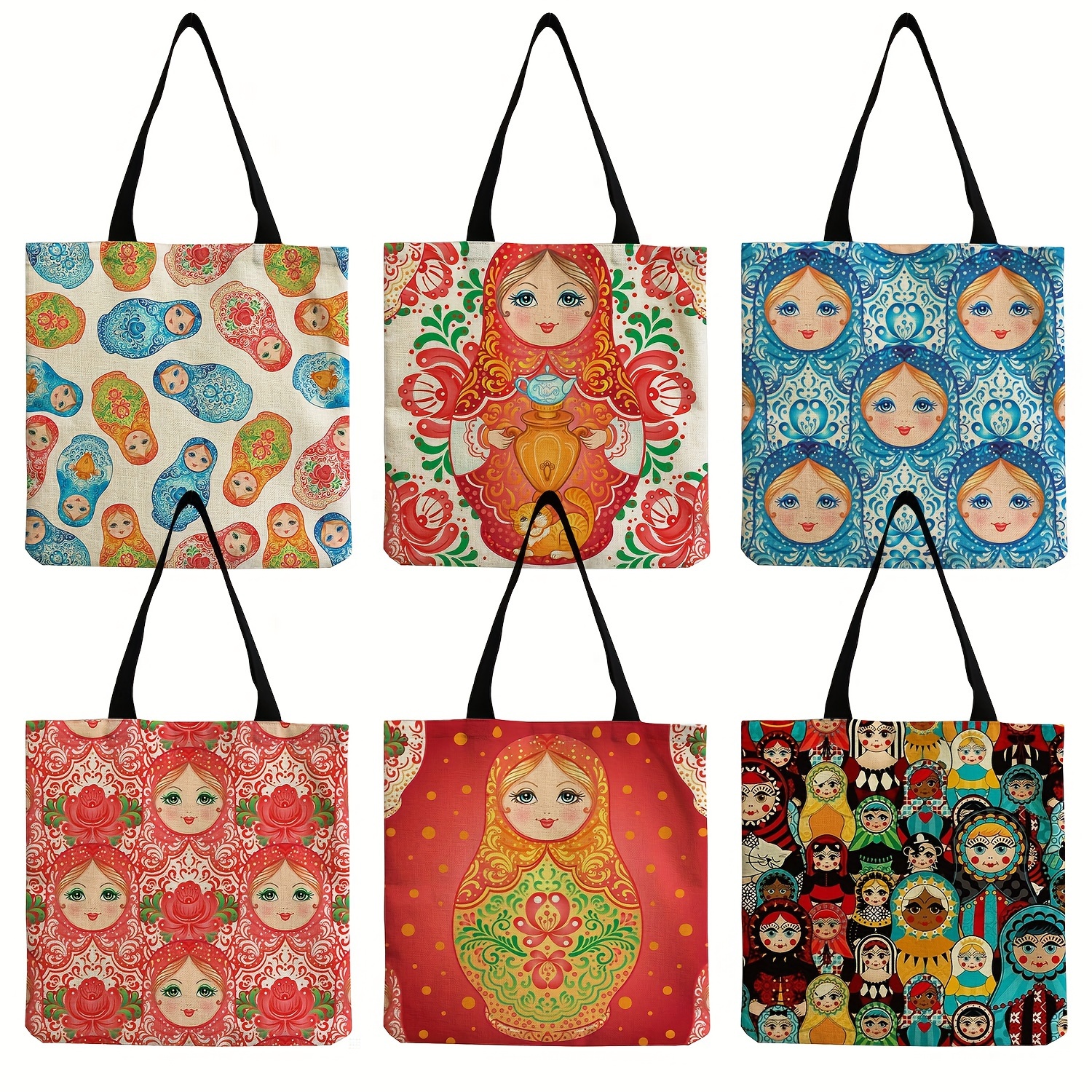 

Cute Cartoon Russian Eve Print Tote Bag, Women's Fashion Casual Shoulder Bag, Portable Large Shopping Bag
