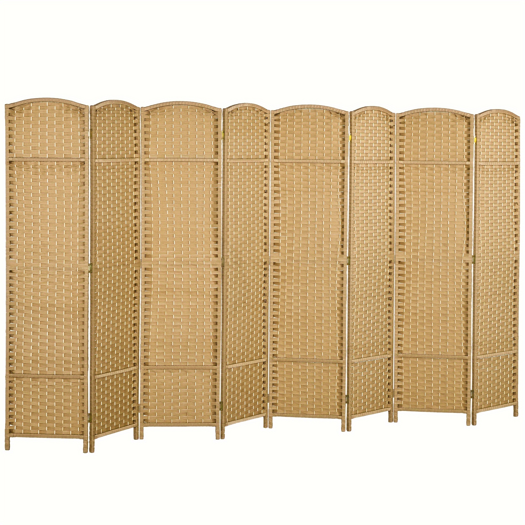 

Homcom Room Divider, 8 Panel Folding Privacy Screen, 5.6' Tall Freestanding Wall Partition For Home Office, Bedroom, Nature Wood