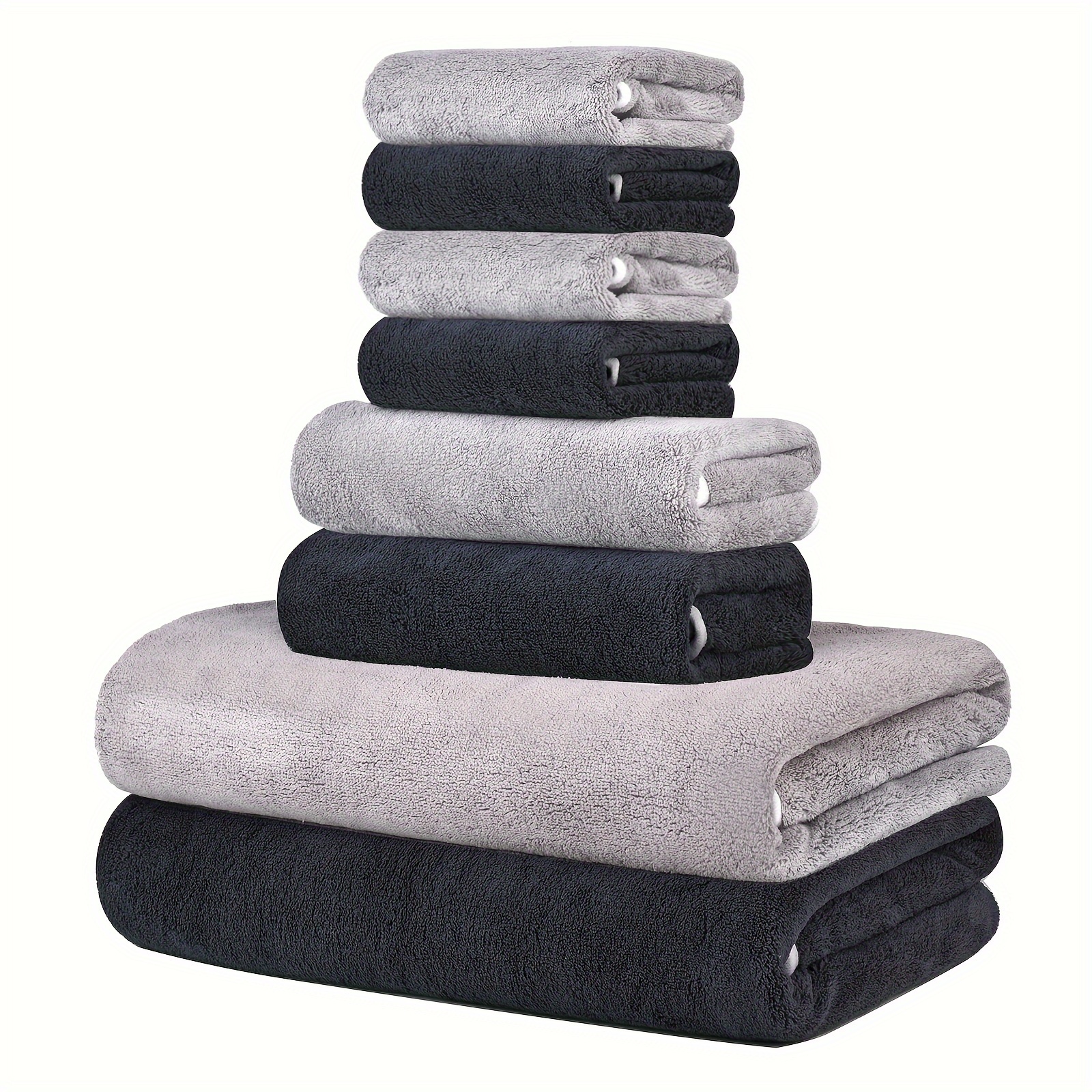 

8-pack Super Soft Towel Set, 2 Bath Towels 27 X 55 Inch, 2 Hand Towels X 30 Inch, Towels X Inch, Quick Drying, Quick Absorbent And Lightweight, , Camping Towels Bathroom Towel Set Multipurpose