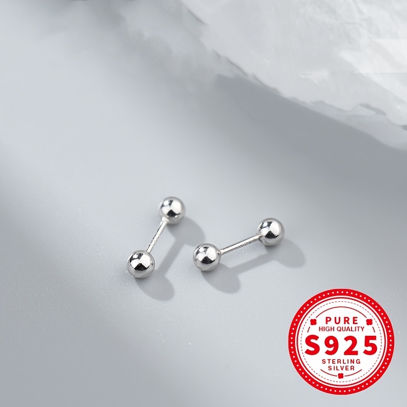 S925 Silver Men's & Women's Double-Headed Bead Earrings