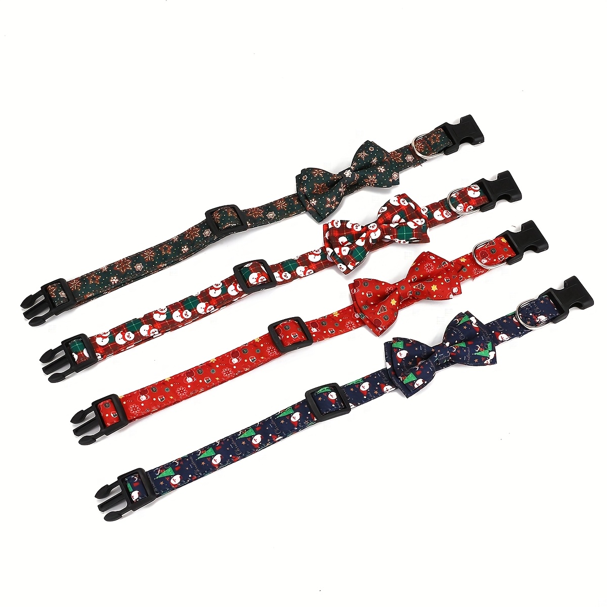 Christmas Style Dog Collar with Removable Bow, Adjustable Size