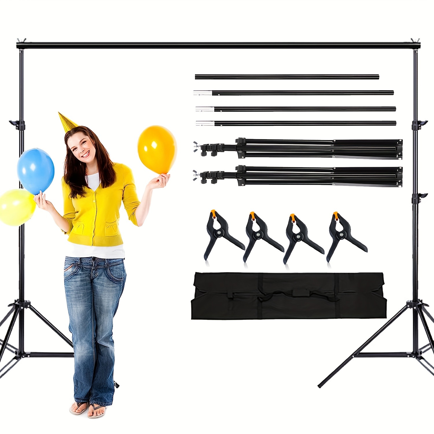 TEMU 1 Set 2mx2m/78.7x78.7 Inch Backdrop Stand - Photography Studio Backdrop Stand - Photo And Video Stand - With Adjustable Stand And Backdrop