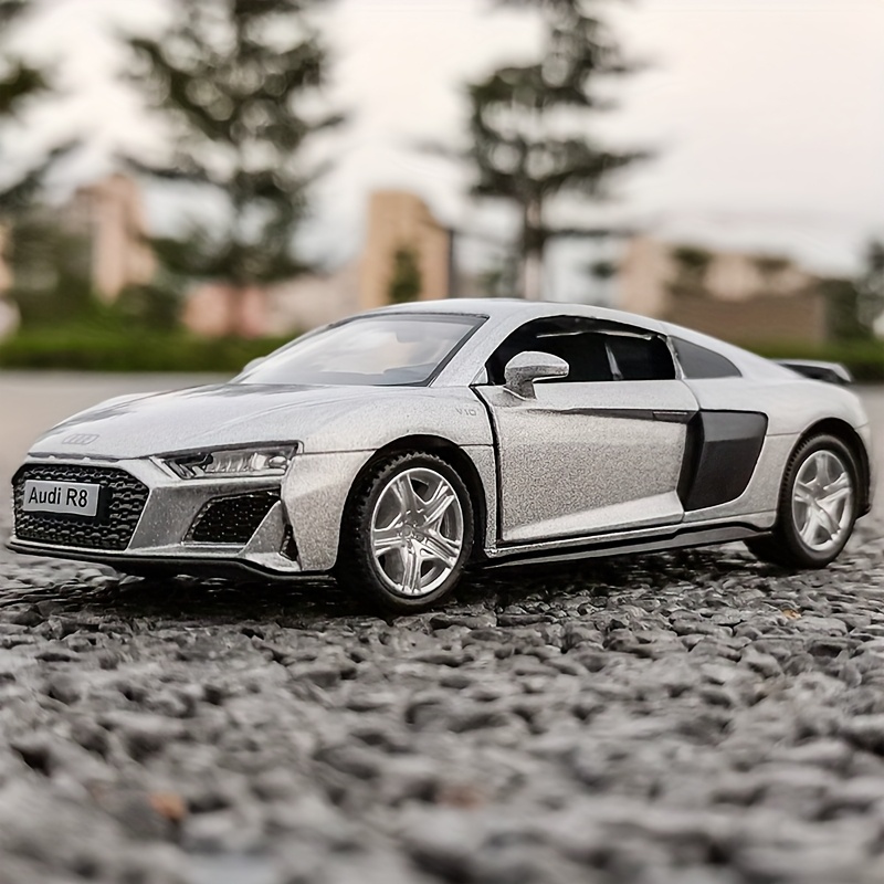 Image of Simulation 1:36 Alloy Golden For R8 Car Sedan Sports Car Model Can Pull Back Toy Car Boy Girl Gift Holiday Christmas Birthday Gift Silvery
