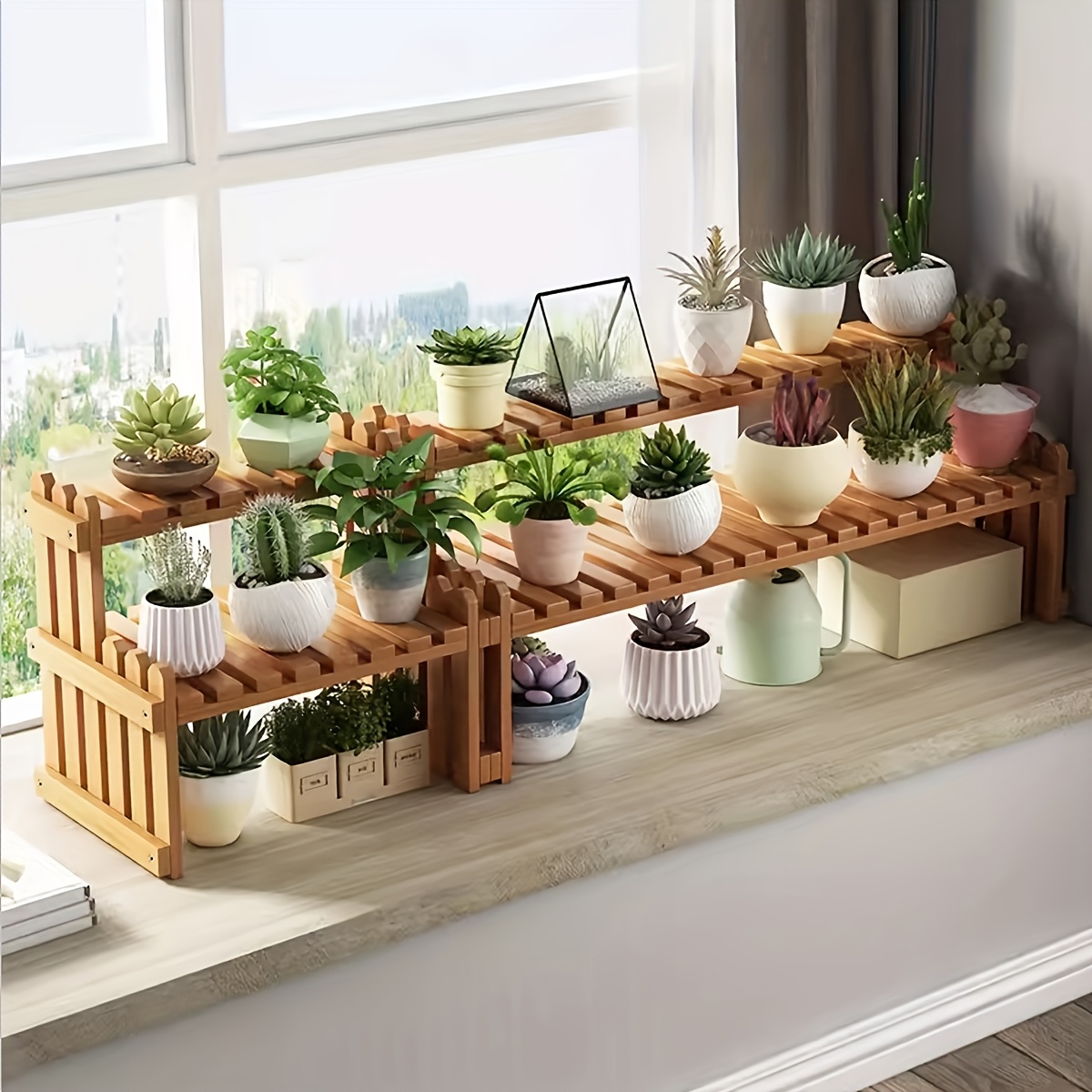 * Set * grner  Bambus-Pflanzen-Topf-Balkon-Blumenstnder-Aufbewahrungsregal,  Hngepflanzenregal fr drinnen drauen, hohes Pflanzenregal,  Holz-Pflanzenregal fr das Wohnzimmer, fr Sukkulentenpflanzen ...