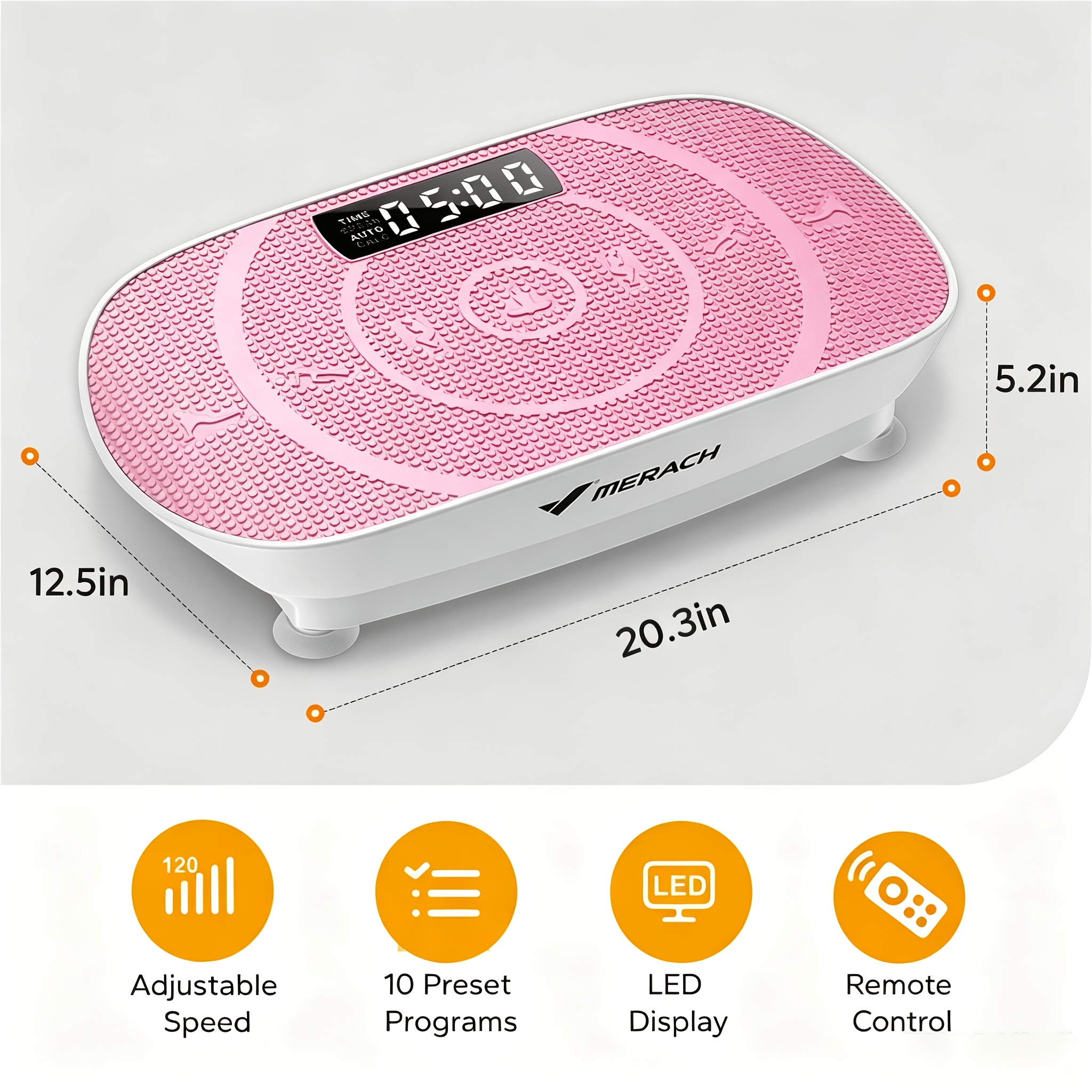 TEMU MERACH 330LBS Plateau de Vibration Machine d'Exercice, Plateforme d'Entraînement Corps avec Écran LED & 10 Programmes de Vitesse Préprogrammés,