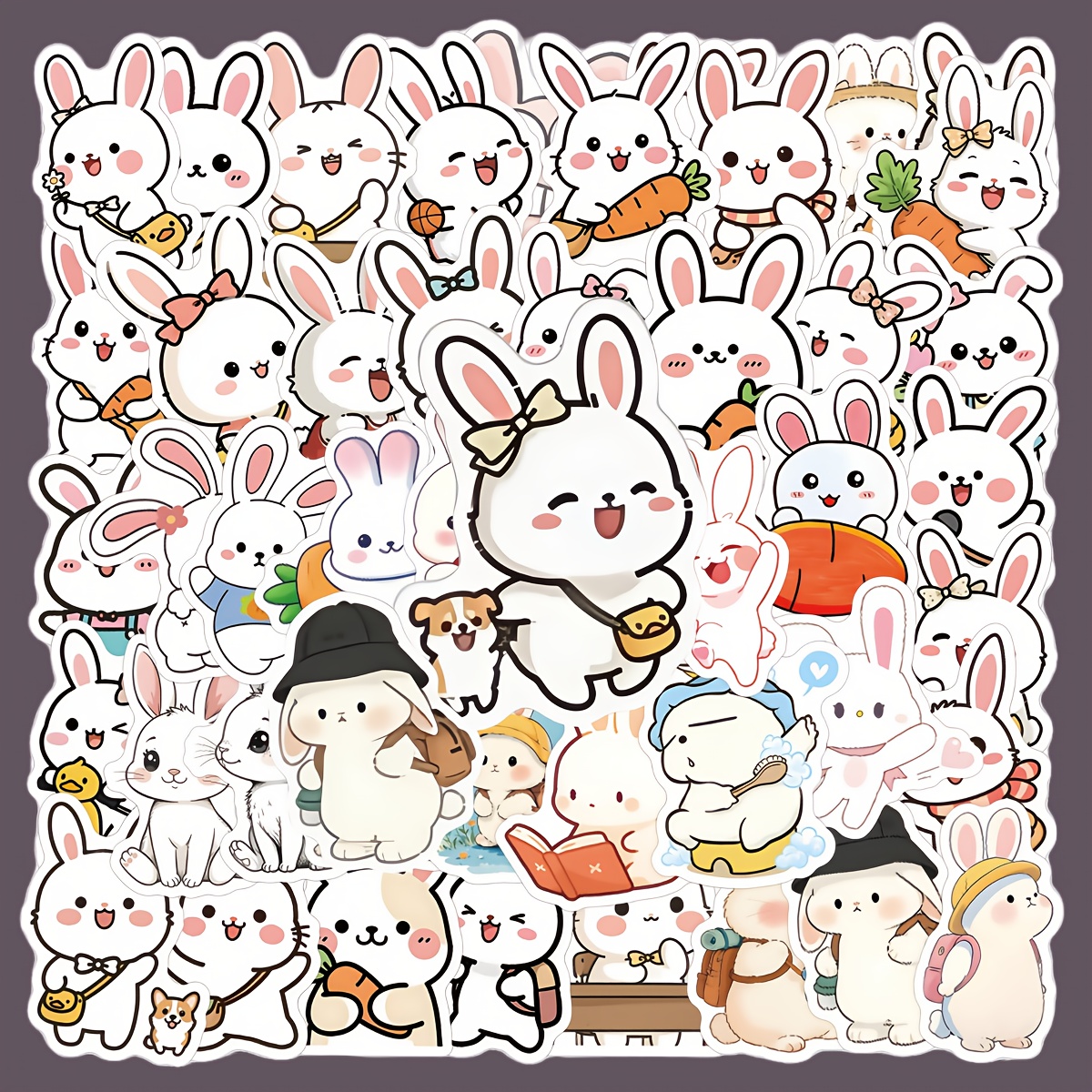 58pcs Cartoon Rabbit Graffiti Stickers Used To Decorate Guitars, Notebooks, Stationery Boxes And Hand Accounts, And Are Perfect Craft Gifts For .