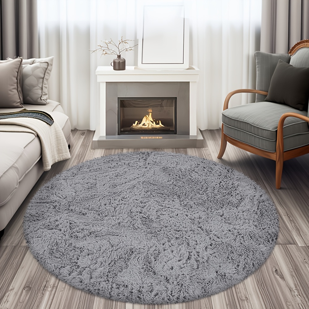 Plush Round Rug Suitable For Bedroom & Living Room - Foam Carpet With Foam Layer, Modern Fluffy Circular Suitable For Coffee Table,, Playroom, Holiday Gift For Christmas, Hand Washable