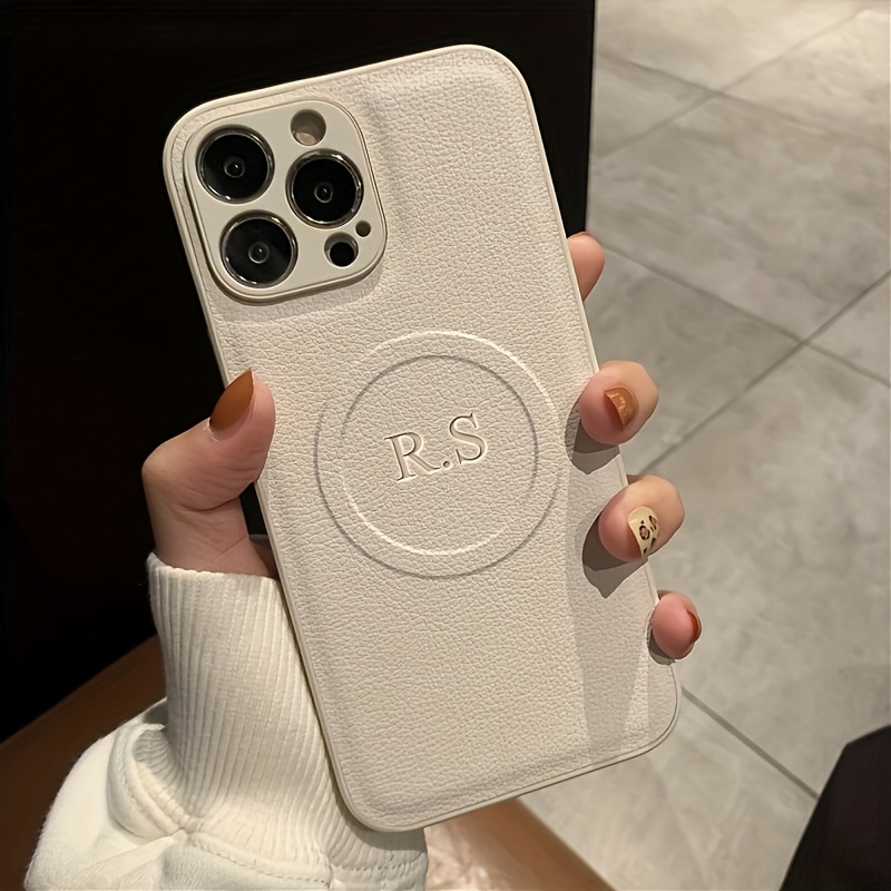 TEMU Phone Case - Customized Name Initials Magnetic Support Wireless Charging Phone Case For Iphone 11 12 13 17 18 Pro Max Personalized Engraved 3d