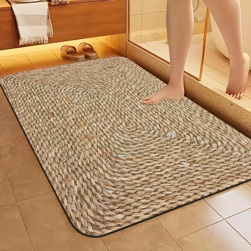 1pc diatomite bath mat retro texture print design quick dry non slip absorbent floor mat soft and comfortable for bathroom shower laundry room bedroom doorway kitchen rug rv bathroom Product details 1