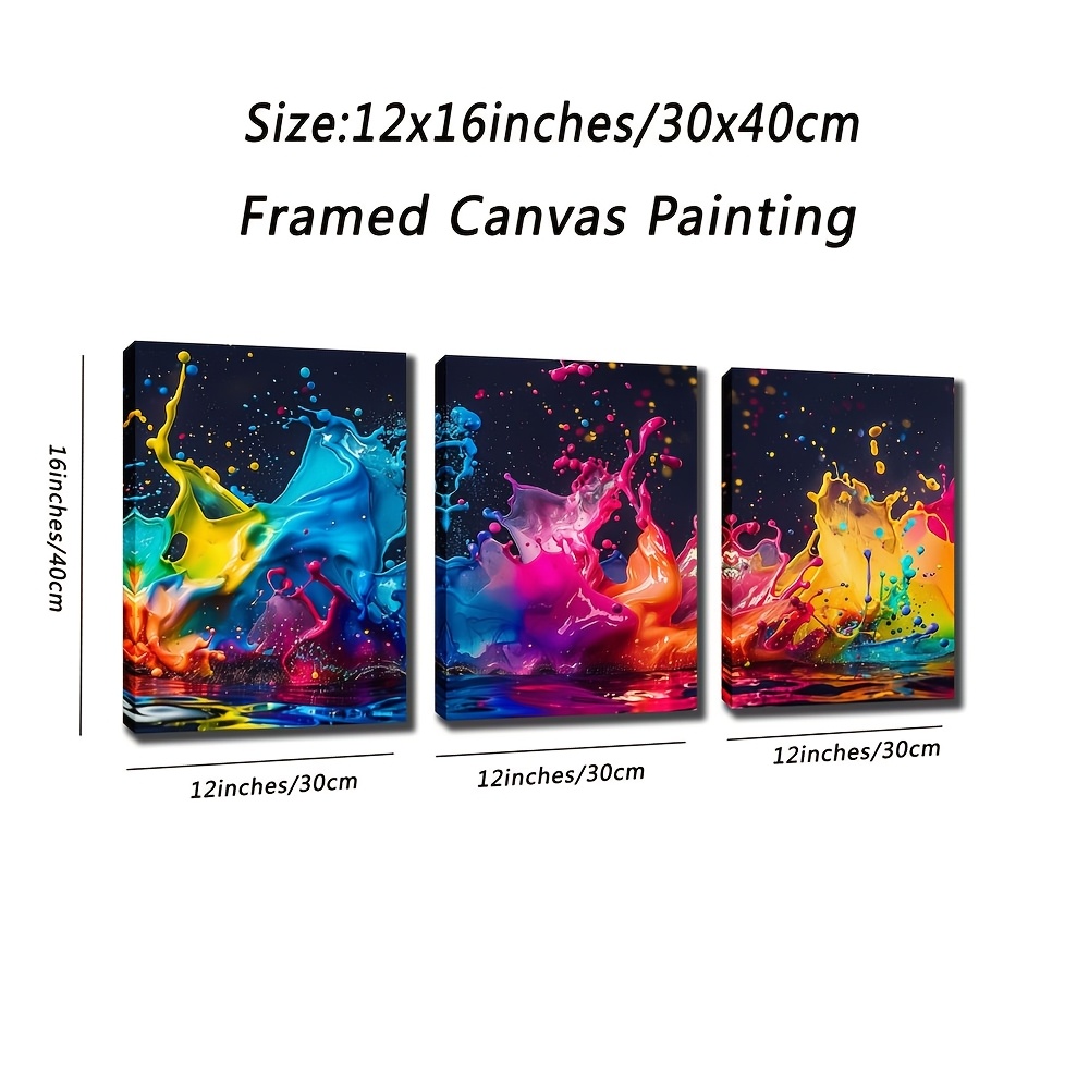 TEMU -panel Canvas Painting With Frame, Abstract Watercolor Painting, Realistic , Suitable For Living Room, Library, Coffee Shop, Bakery, Bar, Living
