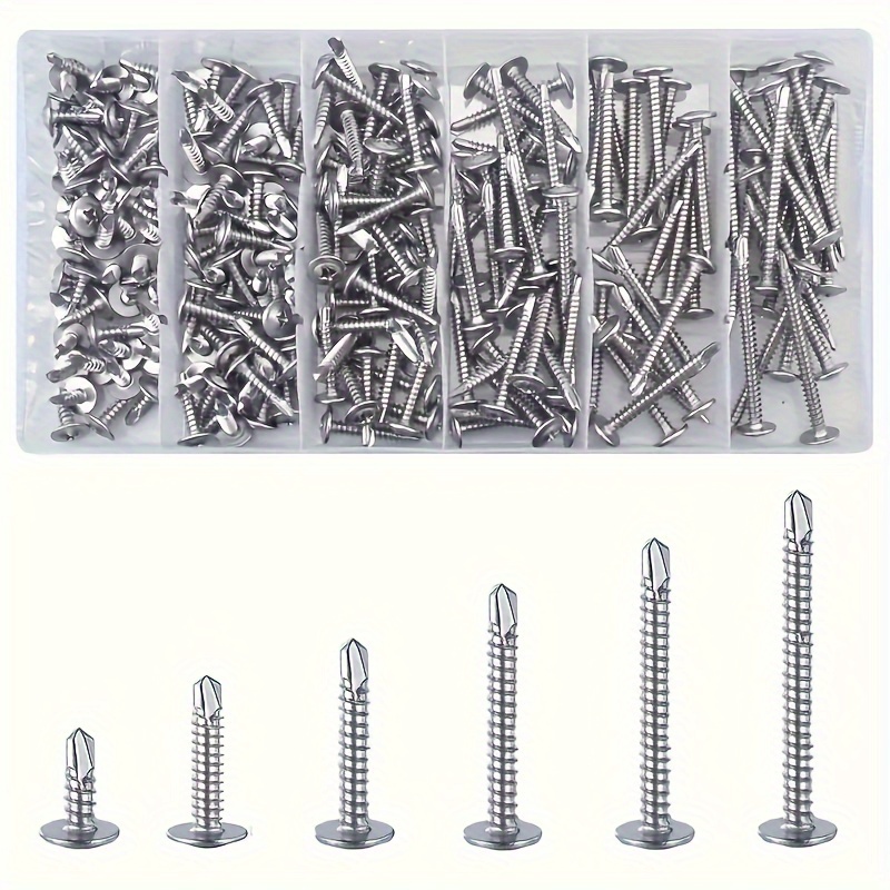 

210pcs/410 Stainless Steel Round Head Washer Drilling Screws M4.2 Large Self-drilling Screws