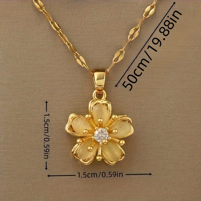 collar con colgante de flor giratorio de 360 °, con elegante decoración de circonio  , regalo de  , regalo de navidad para  , moda infantil   para obsequios 1