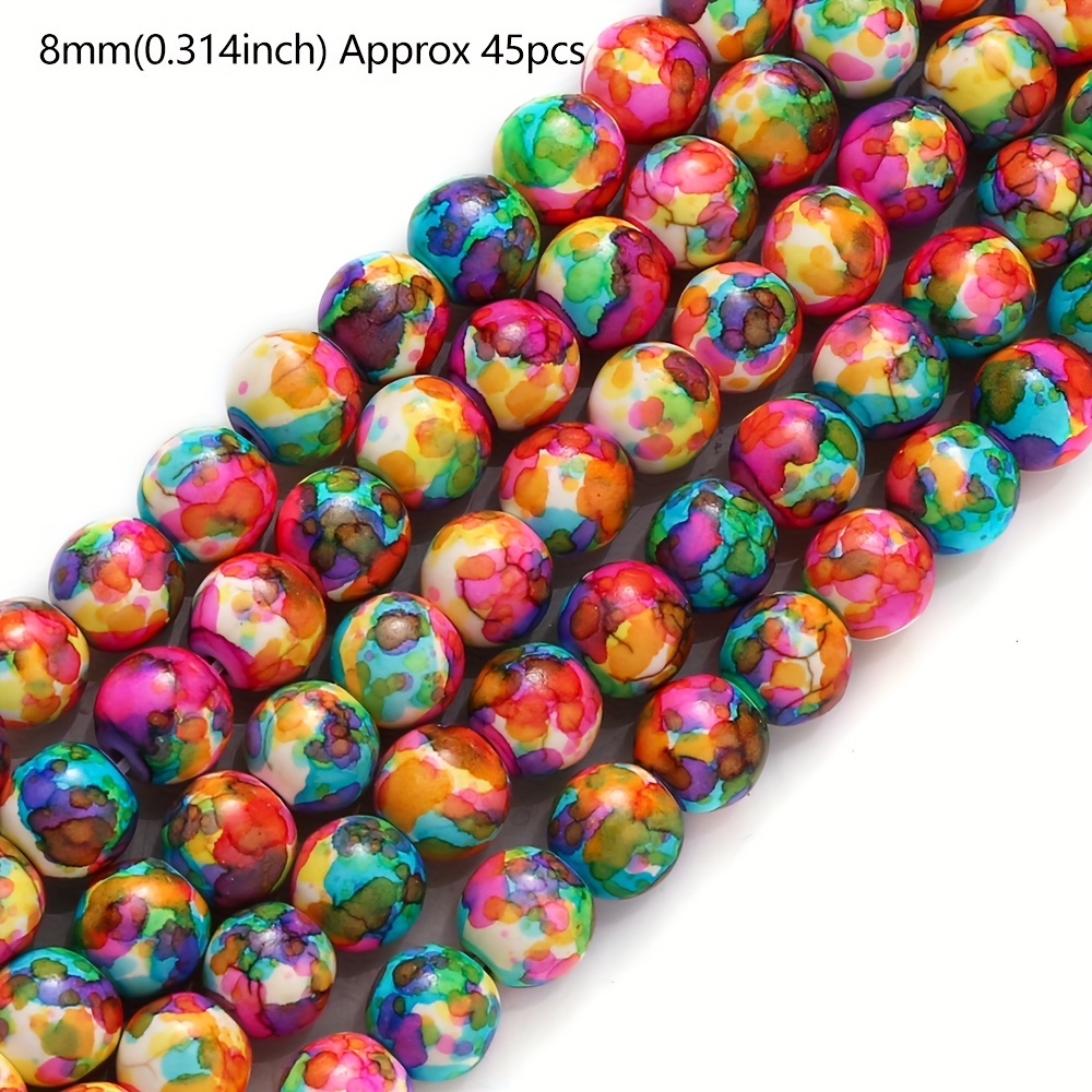 TEMU Perles d'espacement rondes turquoise colorées naturelles pour la fabrication de bijoux, bracelet fait main de 15 pouces