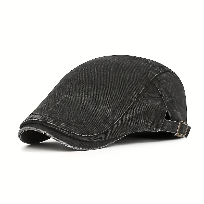TEMU Washed Distressed Brim Cap, Stylish Adjustable Newsboy Cap For Men And Women, Essential Travel Hat