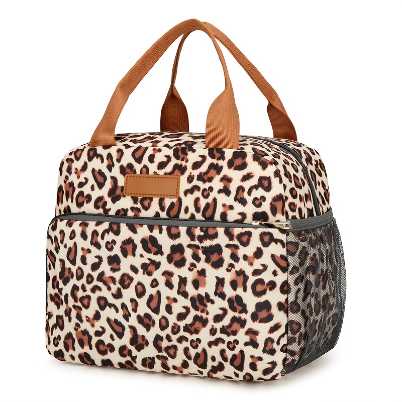 stylish leopard print insulated lunch bag women leak proof - Temu