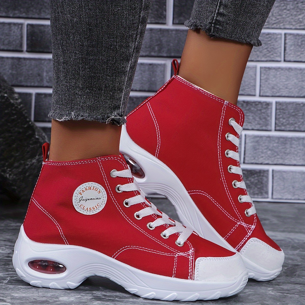 Image of Air Cushion Women's Shoes, Student Shoes, Shake Shoes, Women's Shoes, Front Lace Casual Women's Shoes, Versatile Sneakers, Thick-sole Travel Shoes, Fashion Flat Shoes, Women Shoes