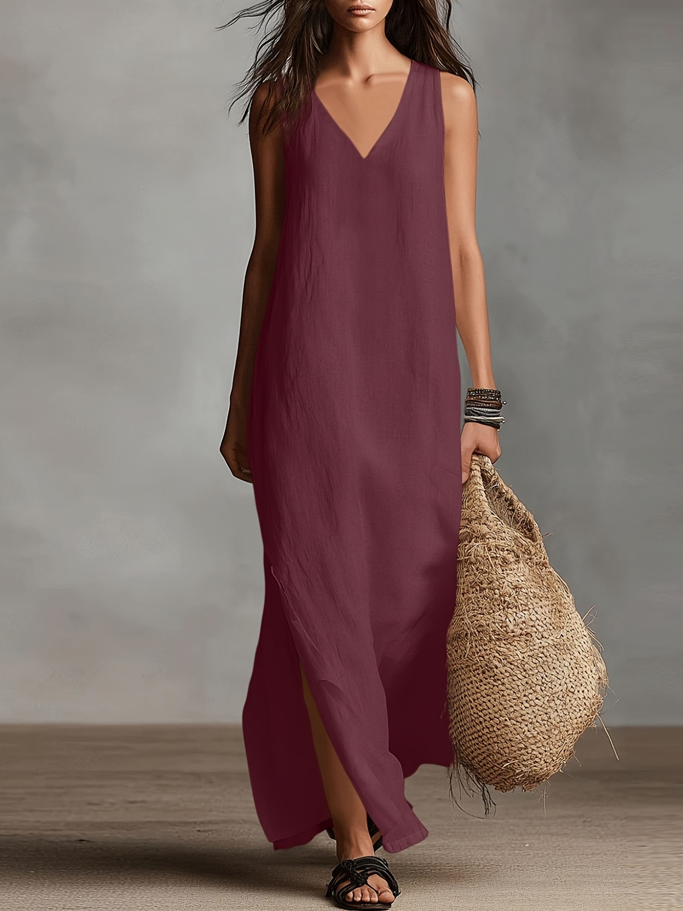 cream linen dress with buttons Linen Button-Down Midi Dress main image 0