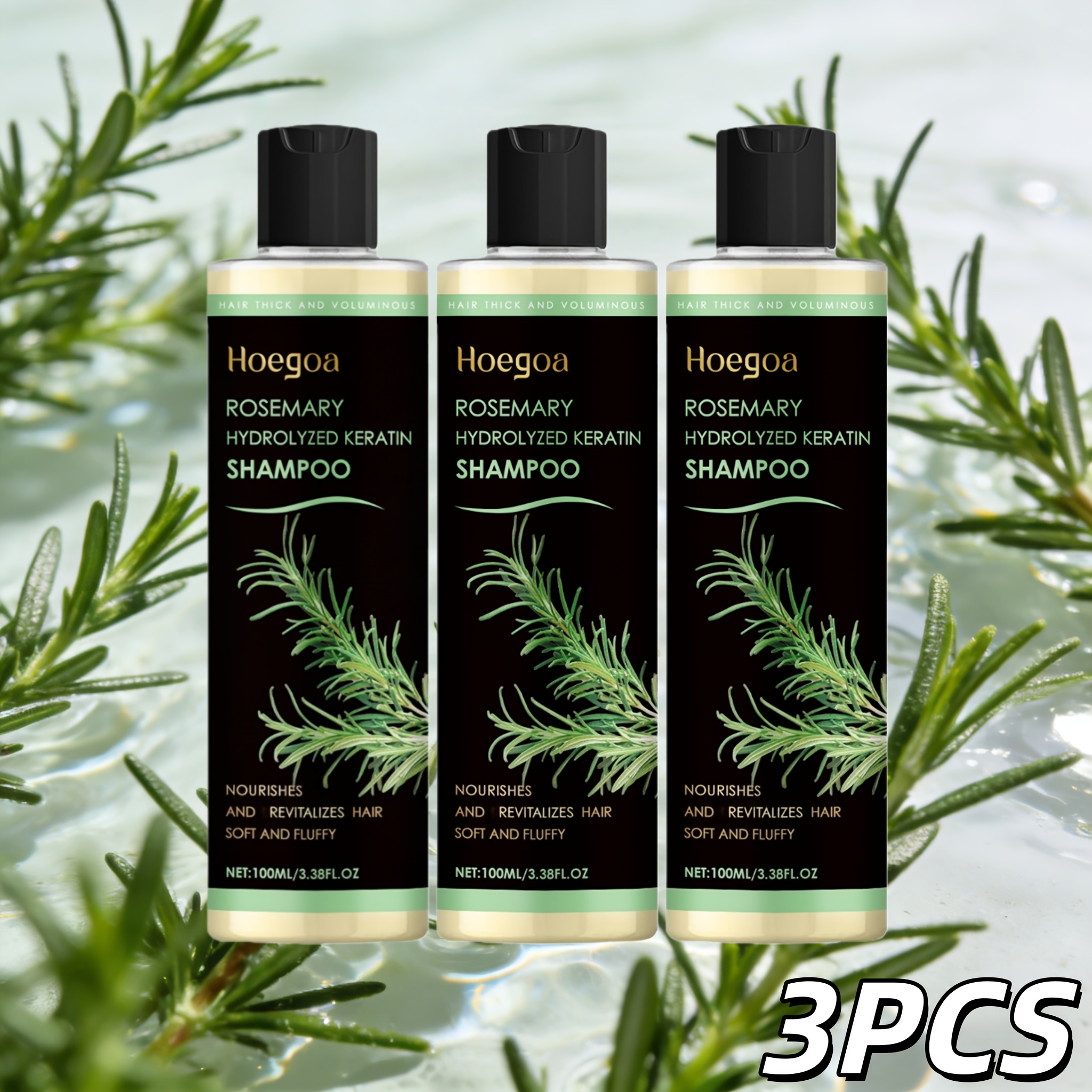 TEMU New Year's Exclusive Deal: 3pcs, Rosemary Volume Shampoo, Rosemary And Hydrolyzed Keratin, Cleanses And Nourishes, Leaving Hair Smooth And, Fortifies Strands, Restores Dry And Damaged Hair