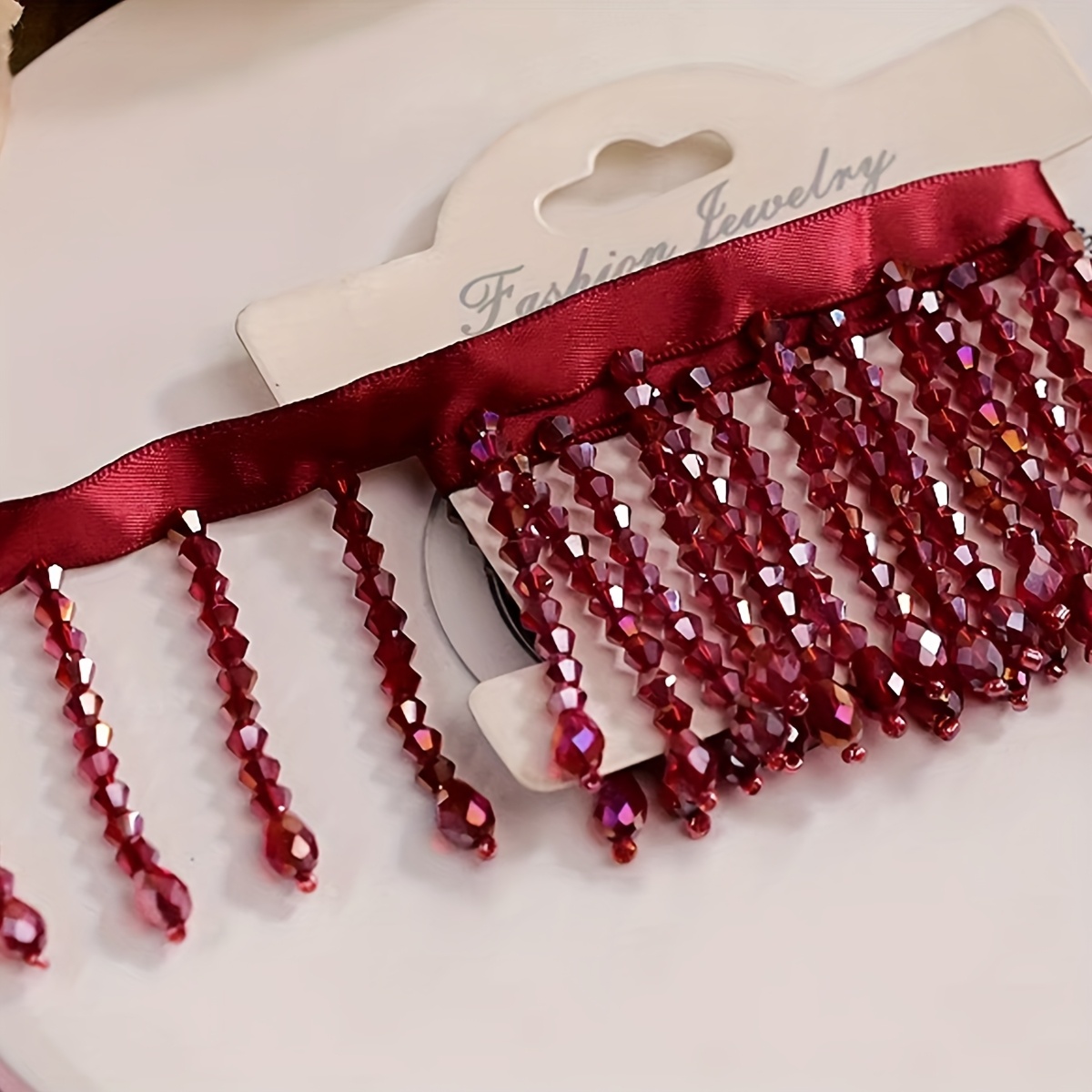 TEMU 1 Yard Of Heavy-duty Crystal Pendant Beaded Fringe Lace, Suitable For , Stage Costumes, Home Curtains, And Handmade Decorative Accessories