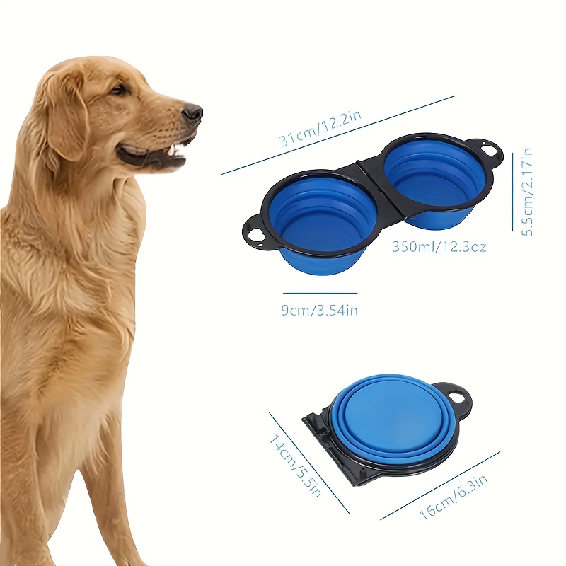 Pet Supplies Backpacking Dog Bowl 1pc Collapsible Pet Double Bowls