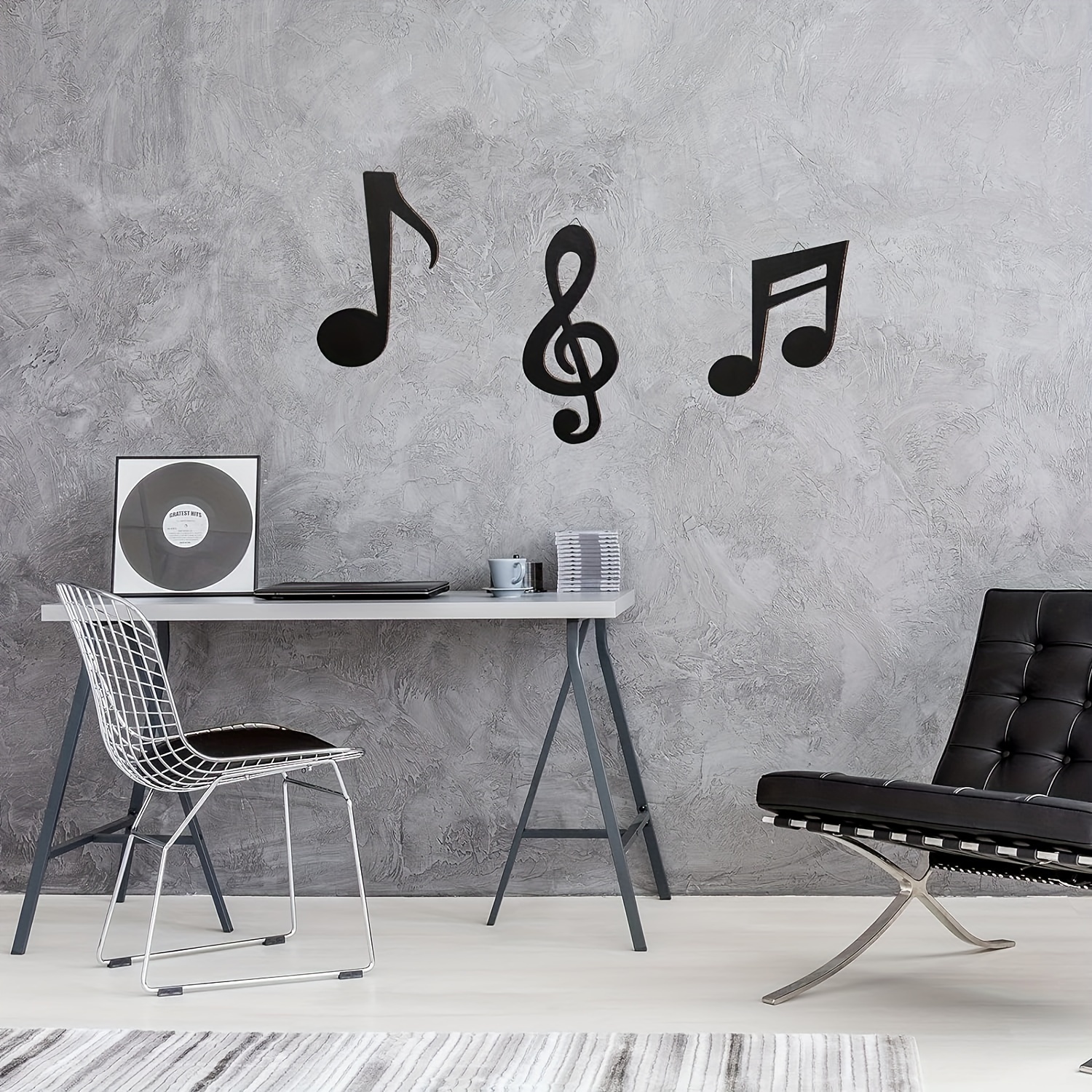 Black Wooden Wall Art Music Notes Decor Home Bar Temu