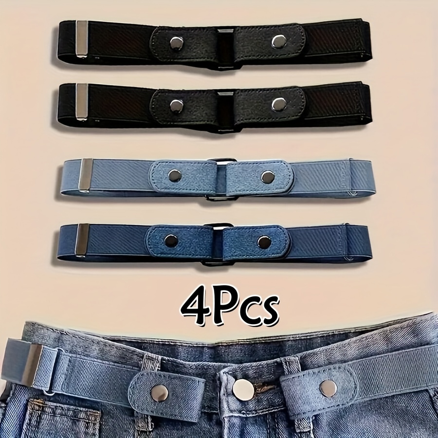 E-shop 2/4 Stück Leinwand-Hosen mit elastischem Bund und Knopf, geeignet für Casual- und Business-Looks im Vintage-Stil