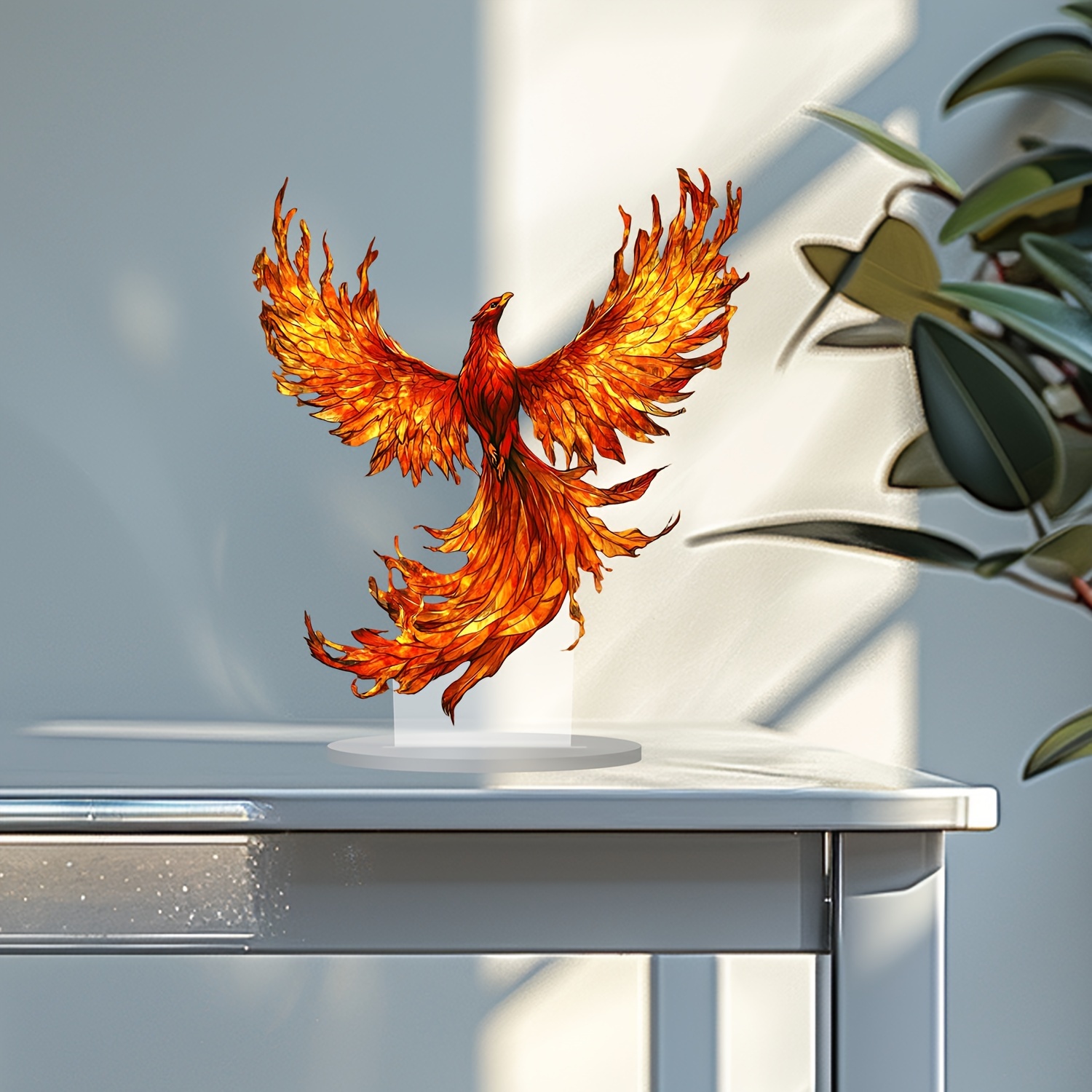 

Fire Phoenix Acrylic Desk Decor - Bohemian Style, Home, Office, Display (9.8"x8.7")