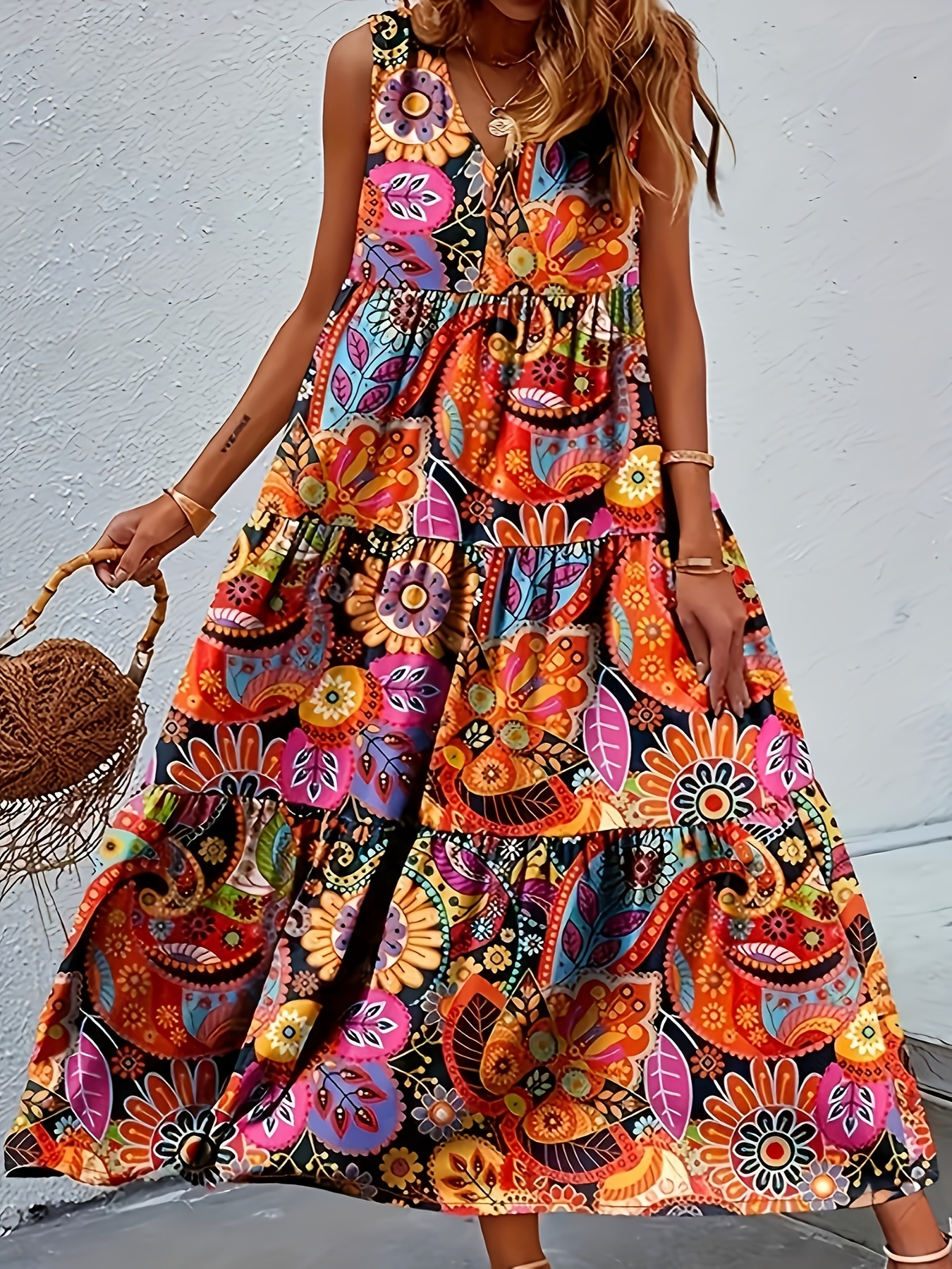 chinese dress ladies Final Sale Plus Size Tank Maxi Dress in Chiffon in Green with Zebra Print Summer main image 1