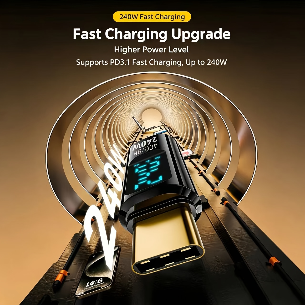 240W Fast Charging USB-C Female to Male Adapter