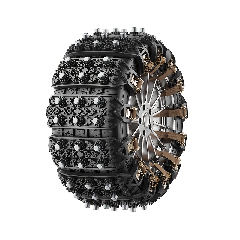 TEMU Universal Double Row Spiked Track Snow Chains, Universal Rubber Oxford Chains For Cars Suvs With 165-265mm Tires, Adjustable Emergency Wear Resistant Tpu Chains