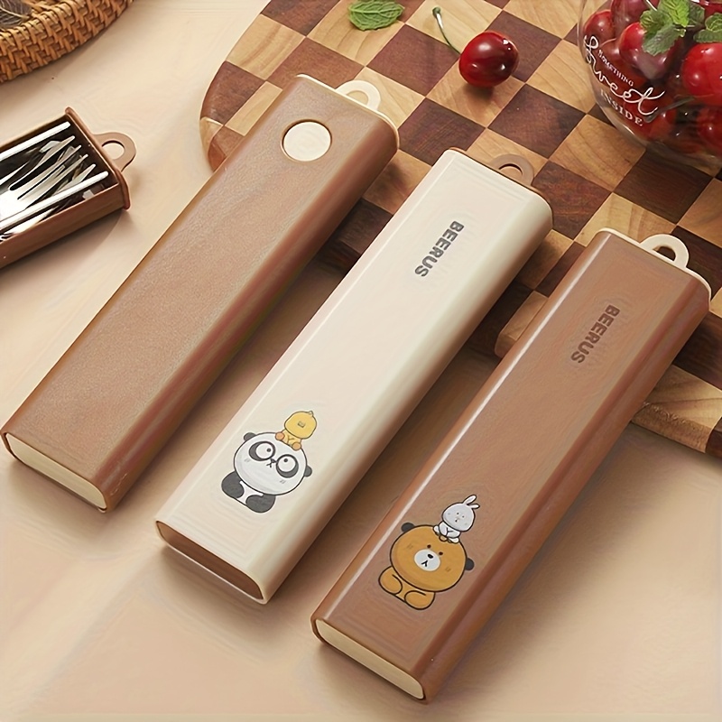 customizable stainless steel cutlery box with handle personalized text   forks spoons chopsticks cute storage box ideal for picnics parties travel outdoor dining   customizable design durable construction Product details 3