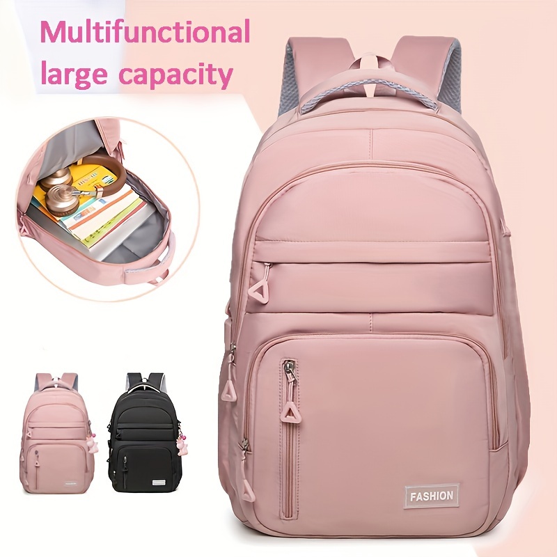 

Women's Nylon Backpack - Solid Color, Large Capacity, Adjustable Straps, Zipper Closure, Polyester , Foldable, Suitable For School And Casual