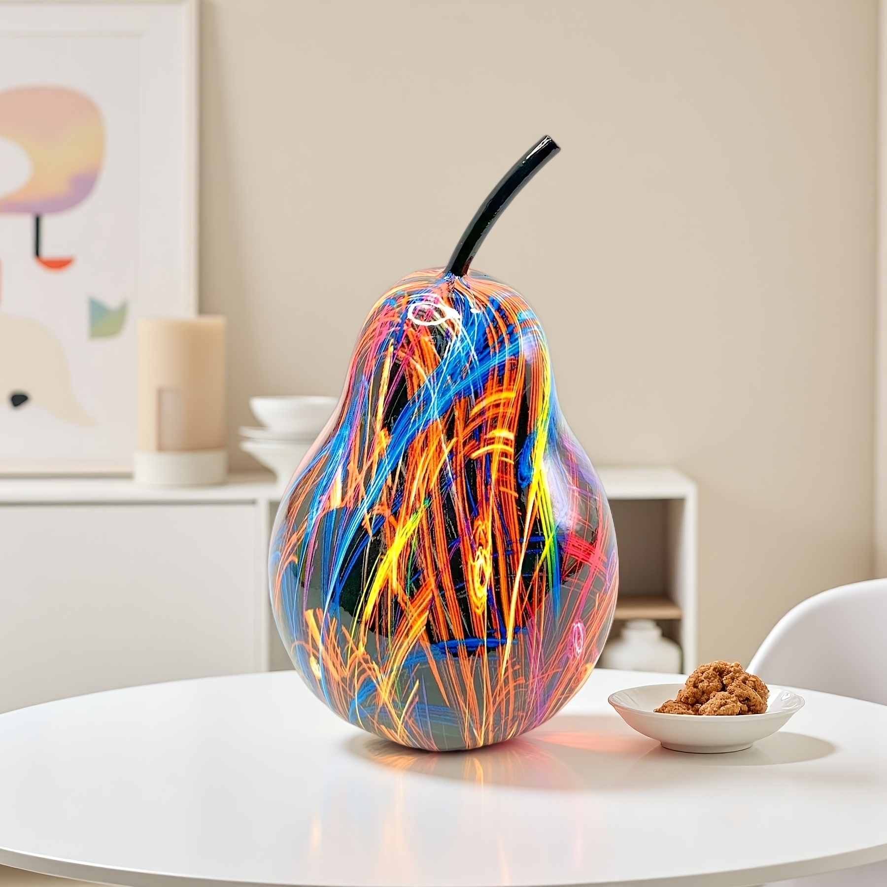 *. Elegante, mehrfarbige, birnenförmige Skulptur Deko - Moderne Luxus Wohnkultur, robuste Harzfigur für Küche, Wohnzimmer, Eingangsbereich, Schreibtisch