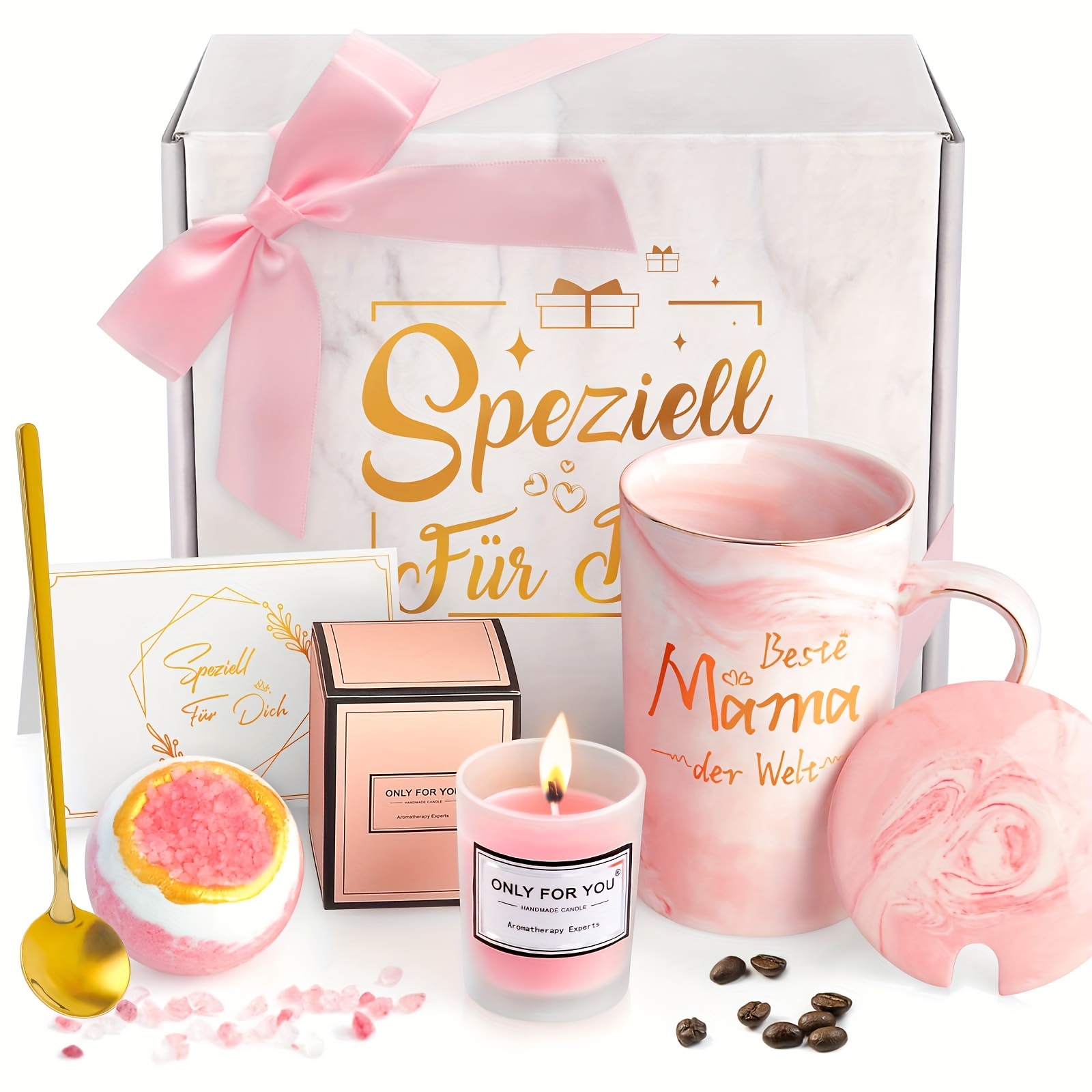 

Elegant 5pcs Pink Mug Gift Set For Mom, Birthday Gift For Mom, Day Gift For Mom, Christmas Gift For Mom, New Year Gift For Mom, Valentine's Day Gift For Mom.