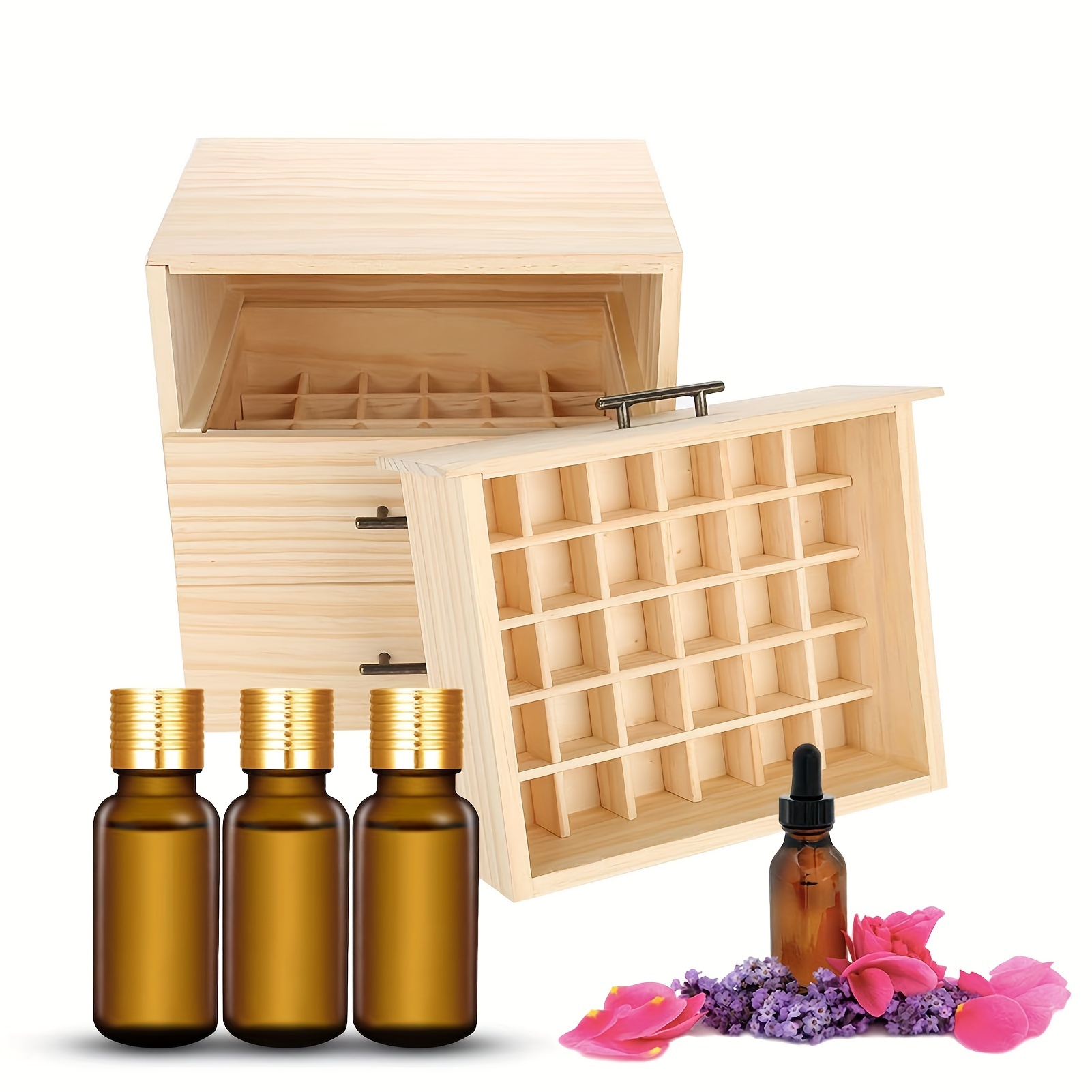 

Foldable Essential Oil Box: Hypoallergenic, Space-saving Storage With Elegant Oil-rubbed Finish For Aromatherapy & Fragrance Organization