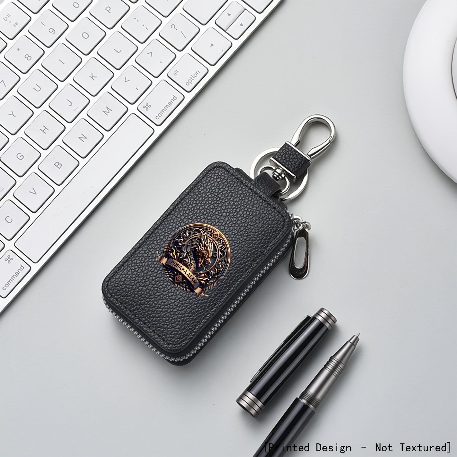TEMU [printed Design â Not Textured] Dragon Pattern Key Pouch, Car Key Pouch, Coin Purse, Stylish And Elegant, Portable For Travel, Home And Travel