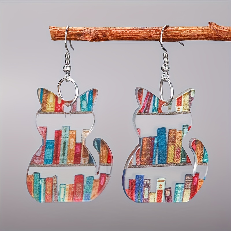 TEMU 1 di orecchini creativi a forma di con gatto cartone animato per , regalo per feste e festivit�