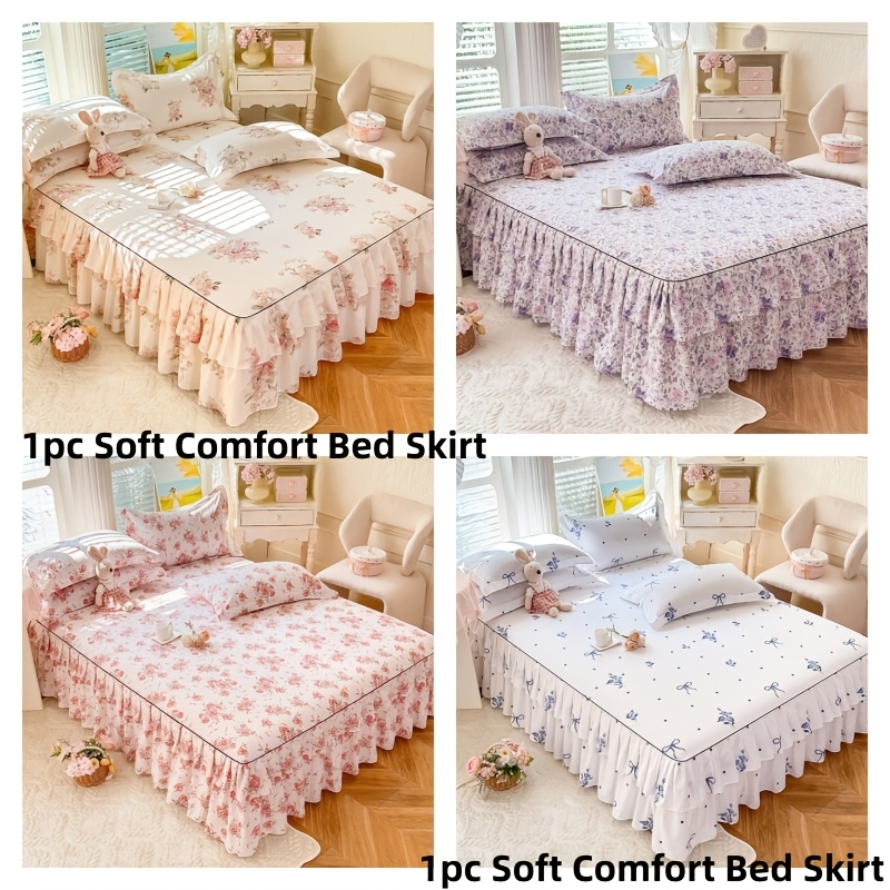 item picture 1pc   perfect bed skirt with double layer   lace non slip and dust proof fashionable and beautiful bed skirt machine washable printed fabric   use hotel grade mattress protector bedroom and   decor