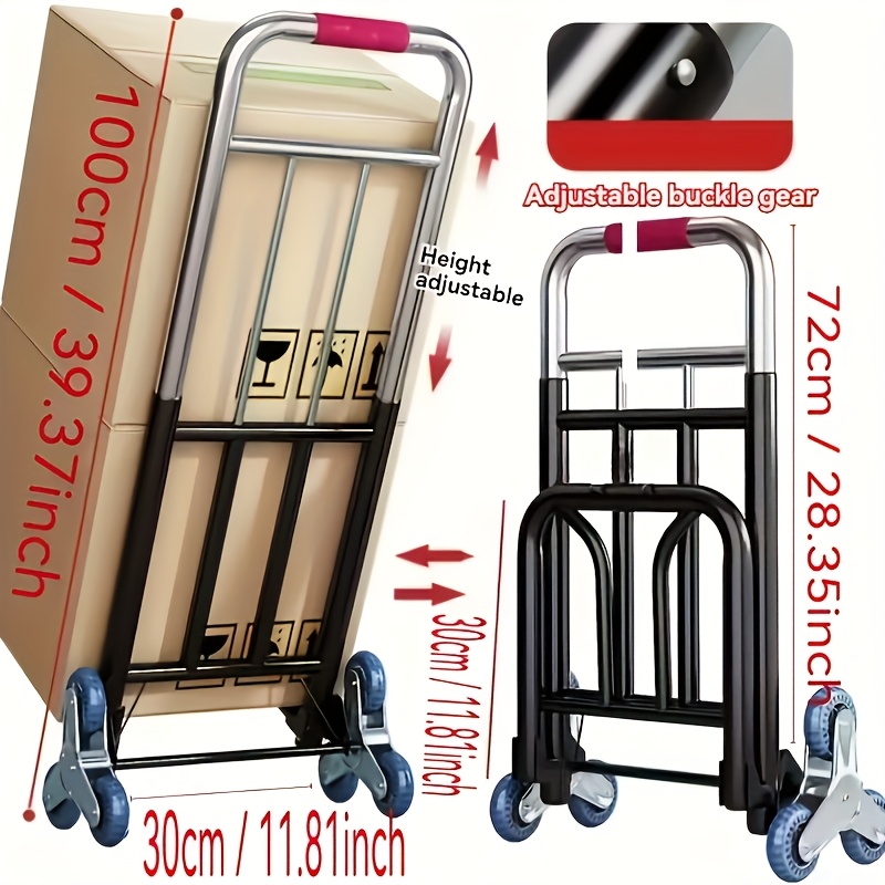 

A Heavy-duty Folding Hand Truck With Wheels - Portable, For Climbing Stairs, Easy To Lift And Carry, An For Moving And Shopping.