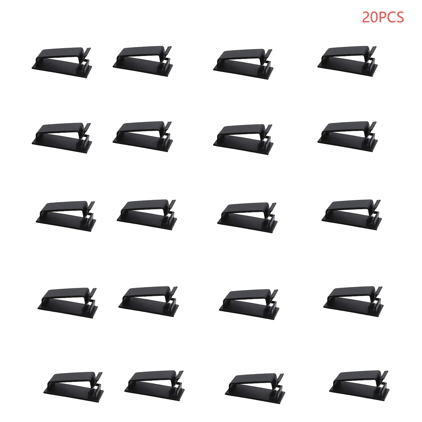 10pcs/20pcs/50pcs Self Adhesive Cable Management Clips | Cord Holder For Tv, Pc, Ethernet Cable Under Desk, Home Office (black)