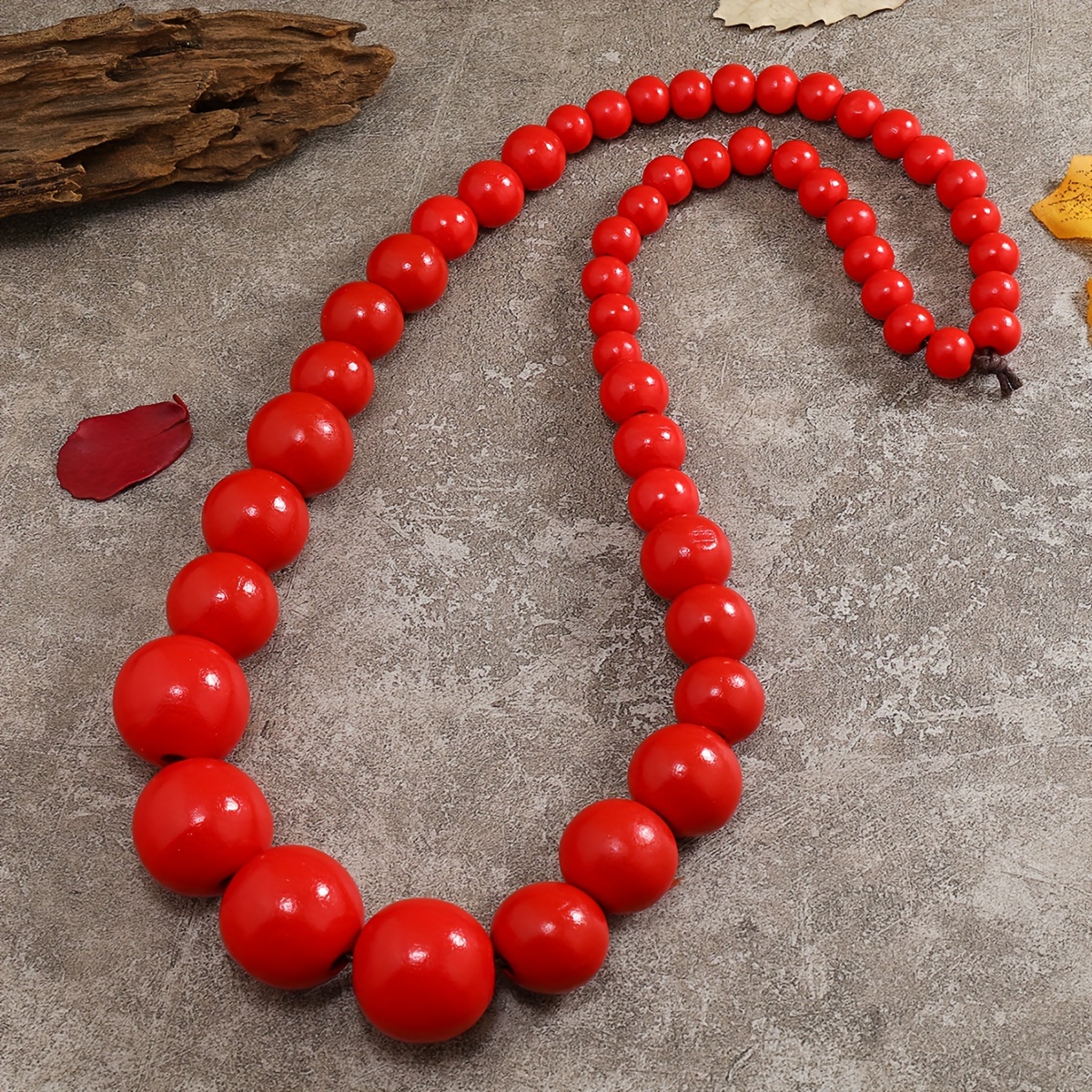 TEMU 【商品名】ビーズネックレス 新しいエスニックスタイル ピュア ハンドメイド ウッドネックレス ファッション 万能