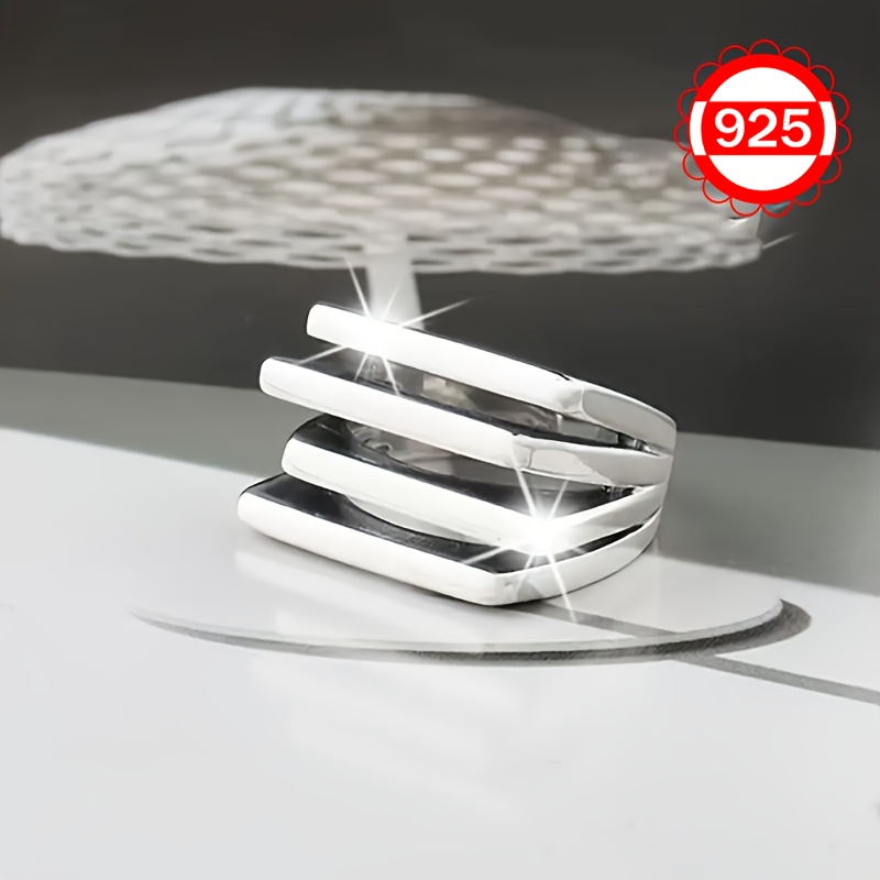925 Silver Low Allergy Irregular Four Layer Stacked Ring for Women