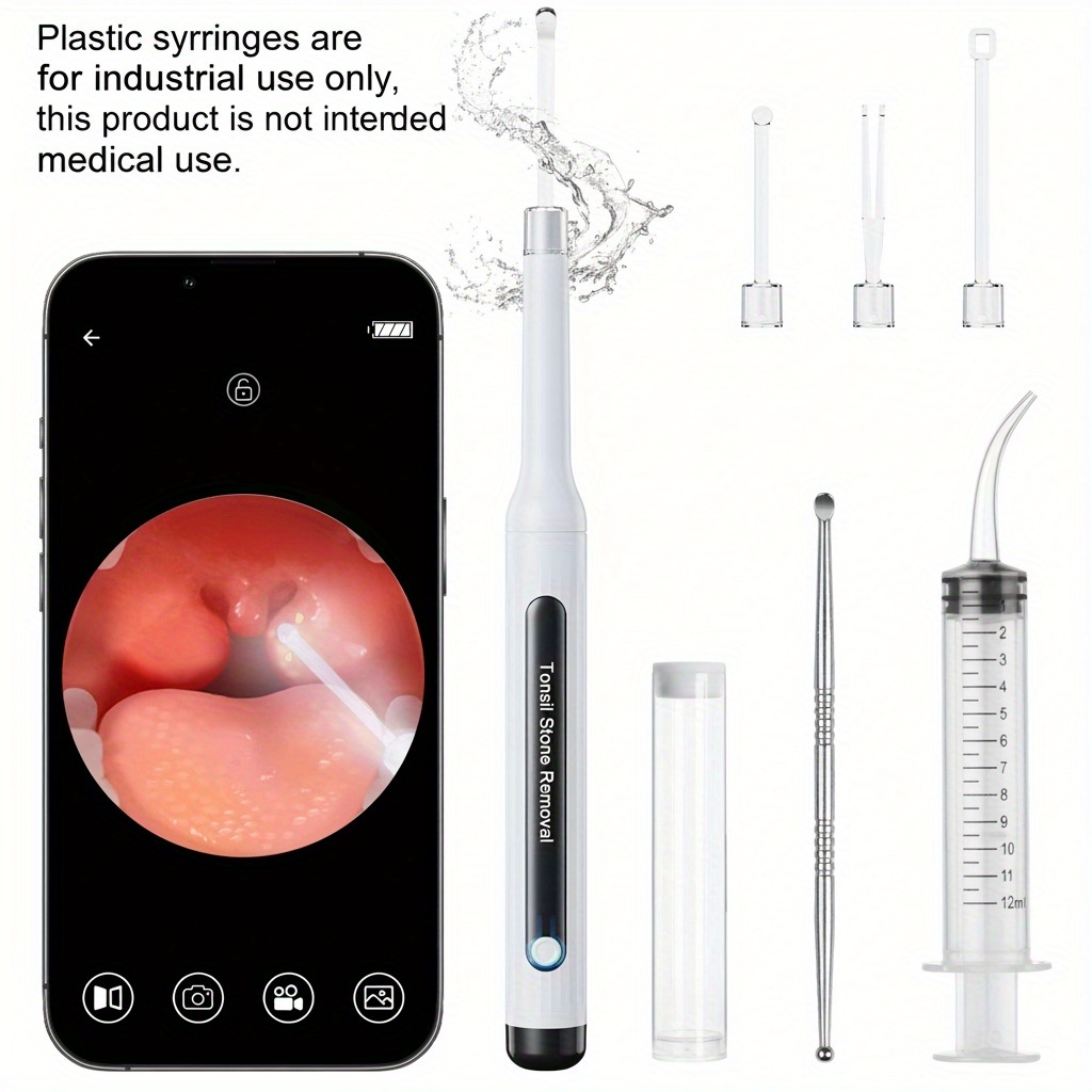 Tonsil Stone Removal Kit With Camera - Visual Tonsil Stone Removal Tool With LED Lights - Tonsil Stone Removal Tool With 4 Head Attachments Ships From Local Warehouse Essentials For Home Travel, The Perfect Gift, Gift For Mom.